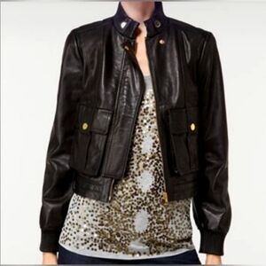 TORY BURCH RICHARD LEATHER BOMBER JACKET